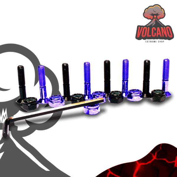 Juego de 8 Tornillos Vulkan Negros con Morado