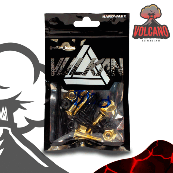 Juego de 8 Tornillos Vulkan Negros con Dorado